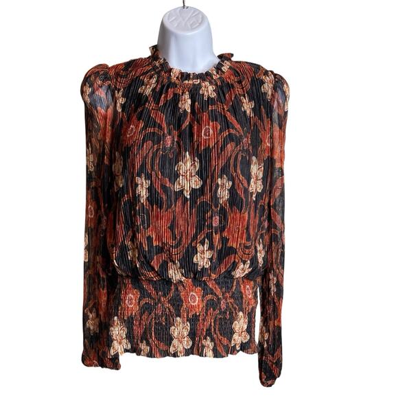 Joie Women's Floral Pleated Blouse Size M Victorian Whimsigoth Old Money‎ Career - Picture 1 of 11